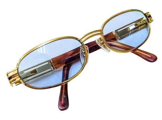 Occhiali da sole Fendi blu e oro in plastica D'oro