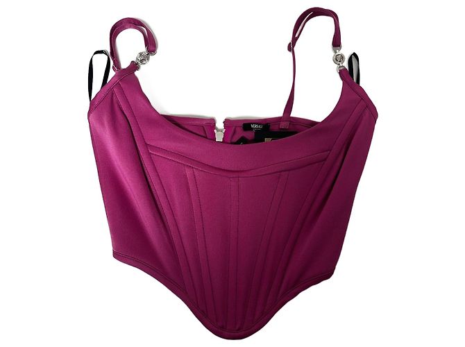 Top corset rosa da Versace Fuschia Hardware prateado