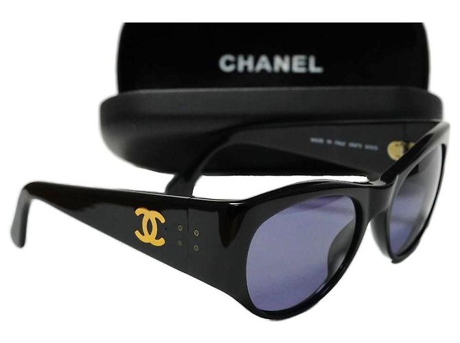 Chanel Occhiali da sole neri e oro Nero D'oro