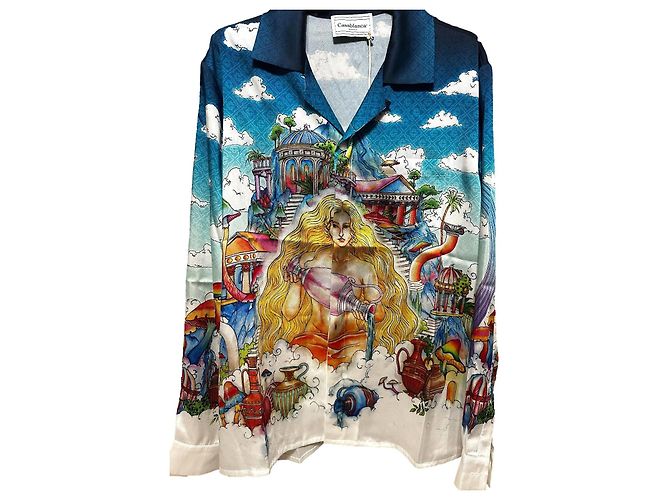 Camisa de seda Casablanca Azul Multicor