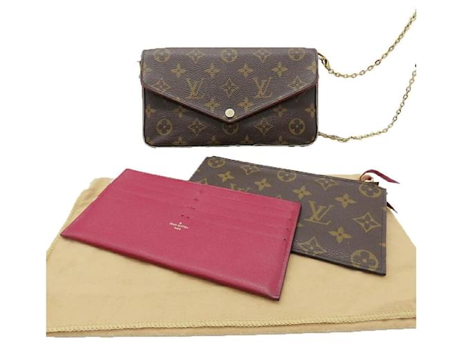 Louis Vuitton Pochette Felicie Shoulder Bag Brown Cloth  ref.1858877