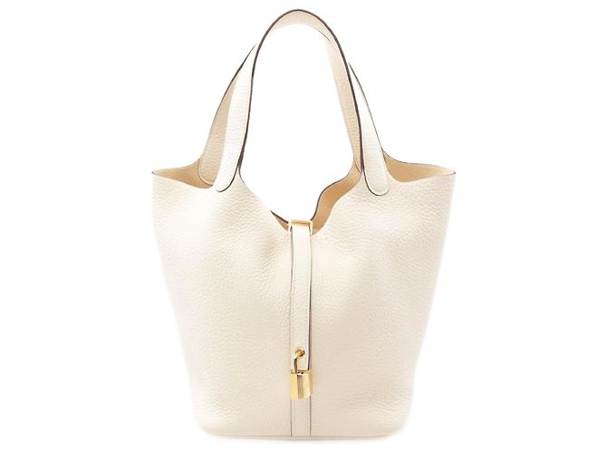 Hermès Bolso Hermes Picotin Lock MM Blanco