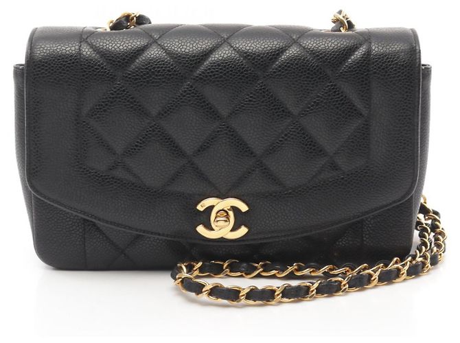 Chanel Diana Flap Shoulder Bag Leather Black