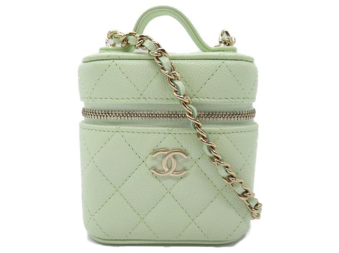 Chanel Caviar Vanity Chain Shoulder Bag Green