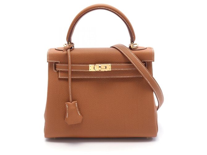 Hermès Bolso Hermes Kelly 25 Togo Marrón Castaño
