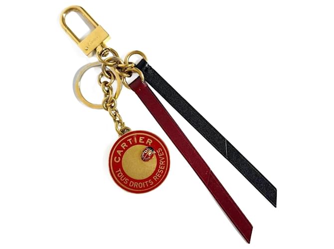 Cartier Diabolo Seal Key Ring Charm Holder Leather Metal ref