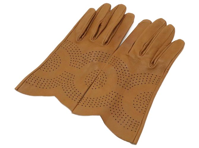 Hermès Hermes Leather Punching Gloves Brown