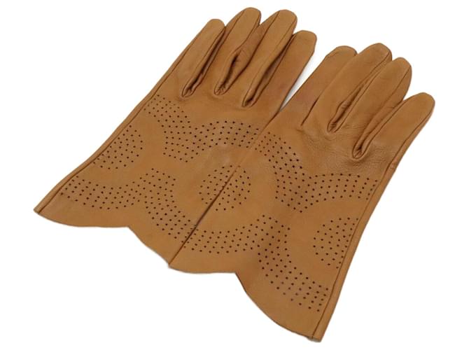 Hermès Hermes Leather Punching Gloves Brown  ref.1859940