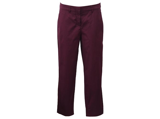 Pantalones rectos Miu Miu en algodón burdeos Roja