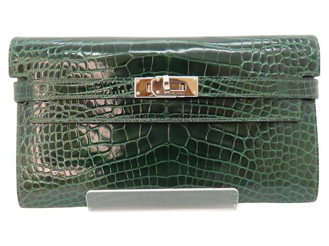 Hermès Hermes Alligator Kelly Wallet Green