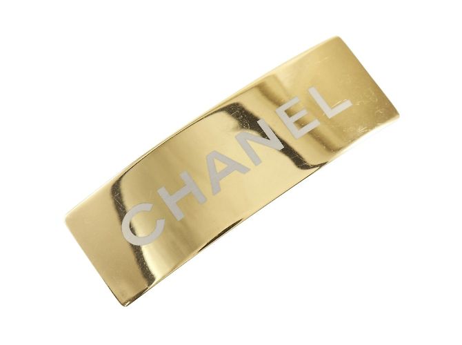 Fermaglio logo placcato oro Chanel D'oro 