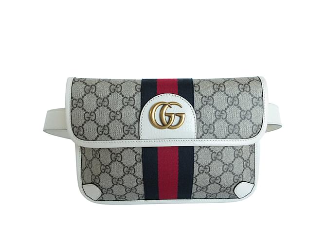 Gucci Ophidia GG Supreme Canvas Leather Waist Bag Brown Eggshell Cloth  ref.1860781