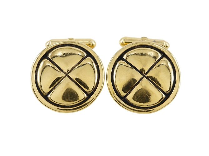 Gemelli in oro placcato CHANEL Matelassé per uomini D'oro