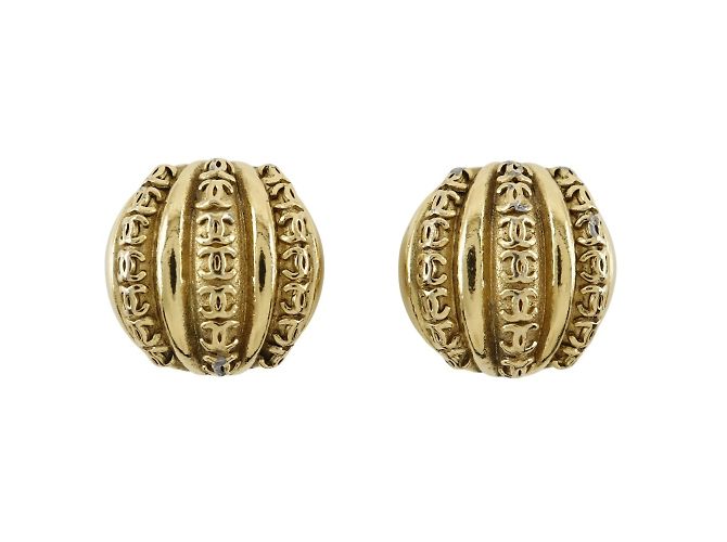 Pendientes de clip chapados en oro Chanel Coco Mark Dorado