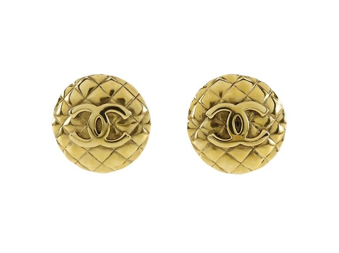 Pendientes de clip chapados en oro Chanel Coco Mark