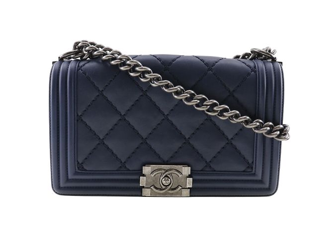 Borsa a Spalla Chanel Boy Blu navy