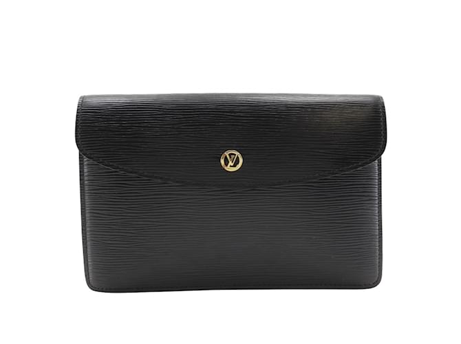 Bolsa Clutch Montaigne 23 Louis Vuitton Preto Couro  ref.1861124