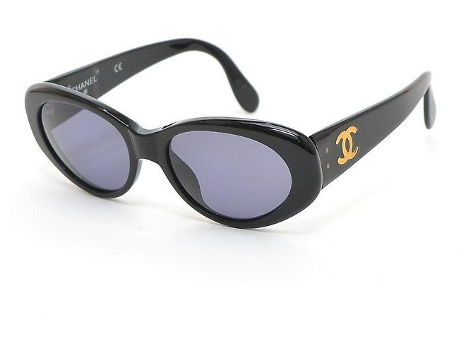 Occhiali da sole Chanel CC Logo Neri Oro Nero D'oro
