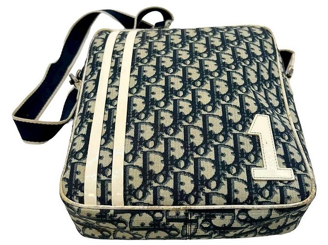 Christian Dior Monogramm Umhängetasche Weiß Blau