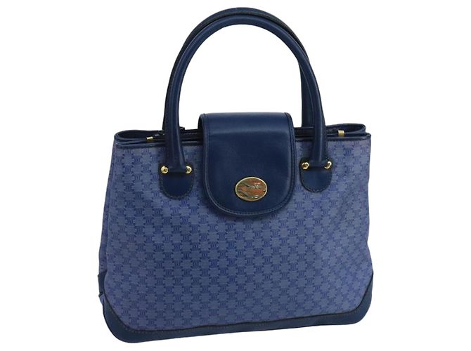 Céline Sac à main en toile Macadam CELINE bleu or Auth 98298 Doré