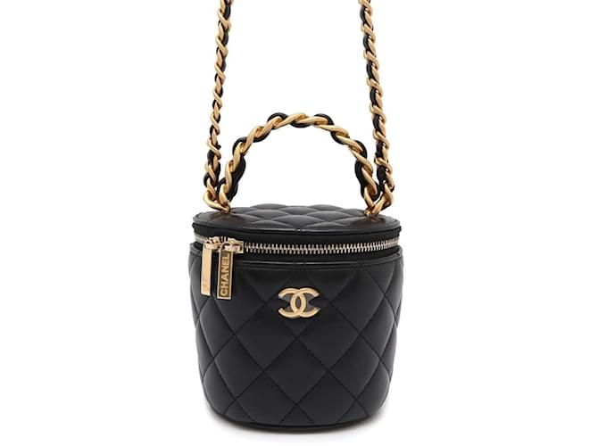 Chanel Black Lambskin Chain Shoulder Bag Leather ref.1862844