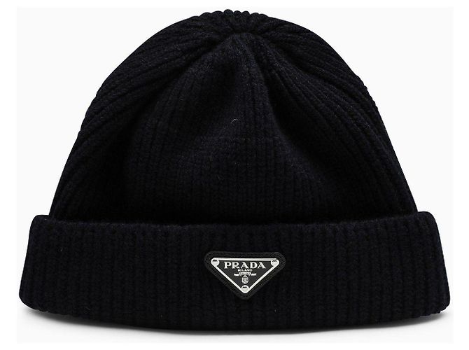Prada Beanie Schwarz Kaschmir und Wolle
