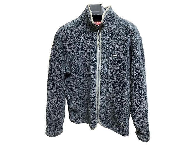 Supreme Fleece Pullover Grau Logo 