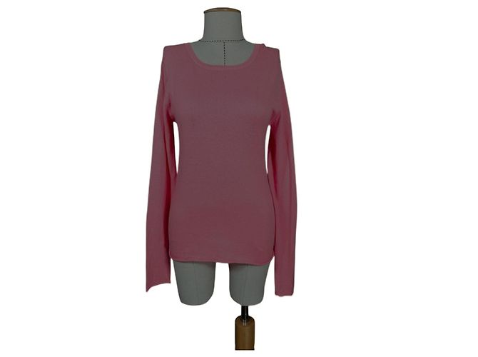 Autre Marque Rosa Melange Pullover Bluse aus Kaschmir und Baumwolle Pink