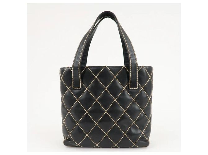 Wallet On Chain Chanel Wild Stitch Lammfell Handtasche Schwarz