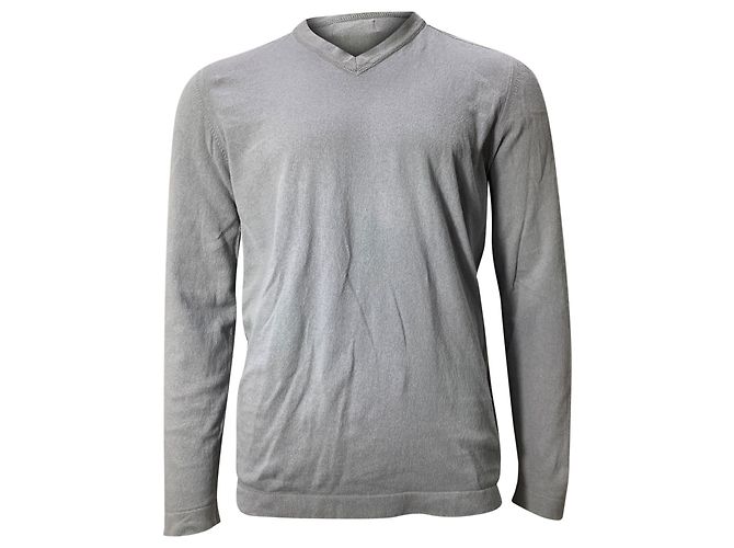 Stone Island Button-Embellished V-neck Sweatshirt in Grey Wool