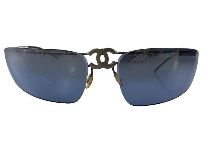 Chanel Sunglasses Blue and Silvery Plastic Foldable