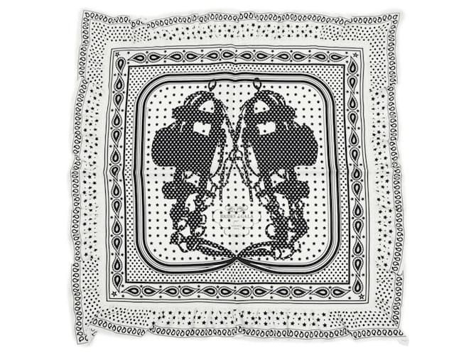 Hermès Hermes Carre 70 Scarf in Black and White Silk  ref.1863906