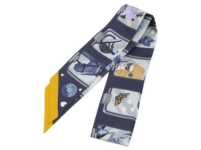 Hermès Hermes Twilly Scarf Story Navy Silk  ref.1863986
