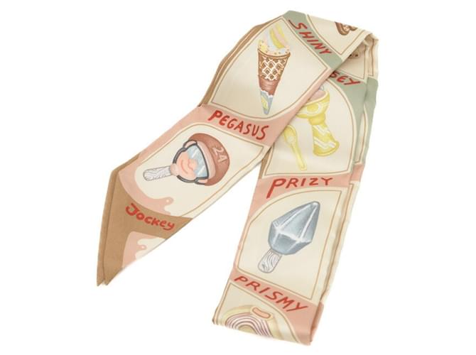 Hermès Foulard Hermes Twilly GLACE AMUSANTE Rose Beige Bronze  ref.1863992