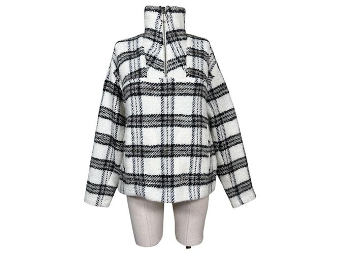 Iro Bika Checked Wool Blend Sweatshirt Jacket Beige Multiple colors