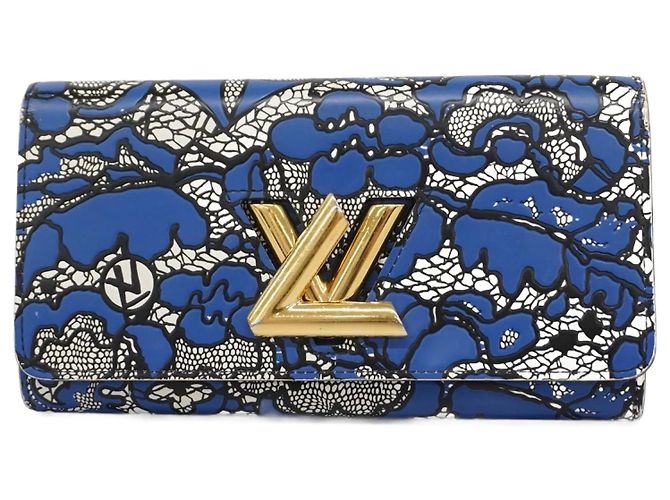 Louis Vuitton Twist Geldbörse mit Blumenmuster Weiß Blau