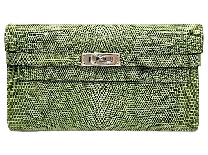 Hermès Hermes Kelly Wallet Lizard Bifold Green
