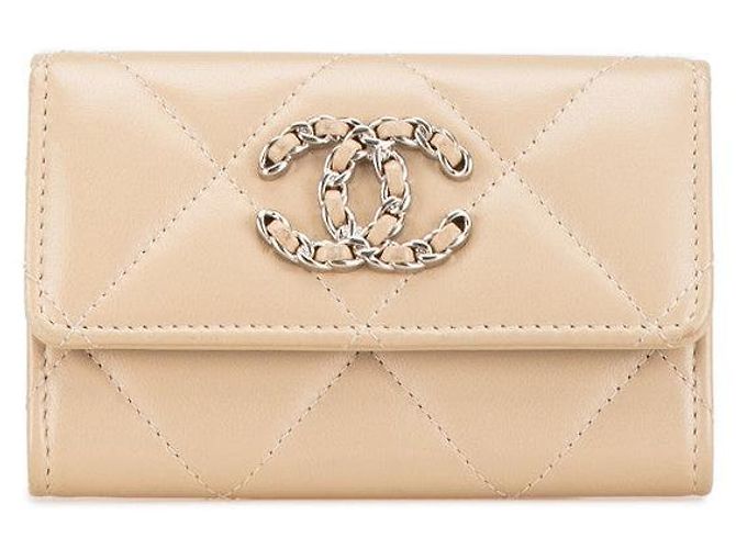 Chanel 19 Chanel Lambskin Card Case Beige