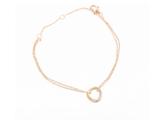 洗練ジュエリー【Cartier】Trinity bracelet, on chain WG YG PG Cartier Sweet Trinity Bracelet 750(YG×PG×WG) 2.4g Yellow