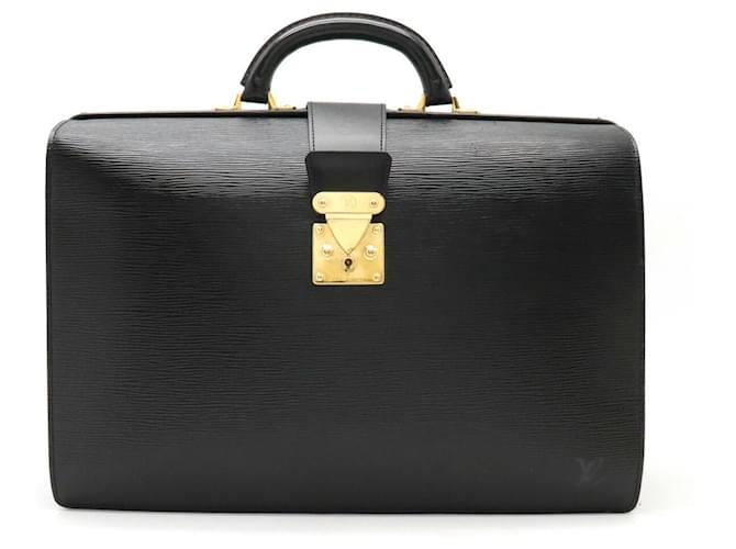 Louis Vuitton Epi Serviette Fermoir Briefcase Black Leather  ref.1866264