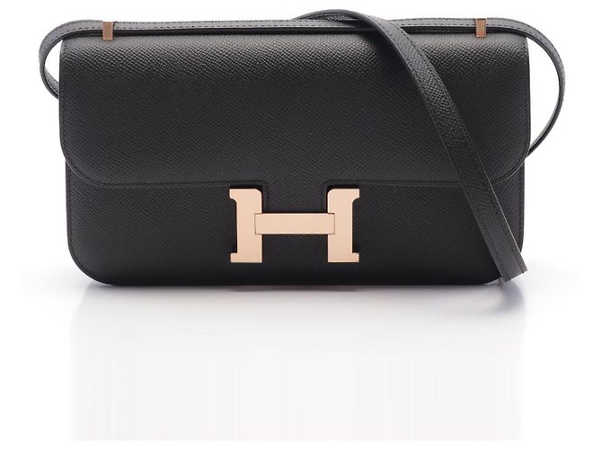 Hermès Hermes Constance Elan Veau Epsom Shoulder Bag Black
