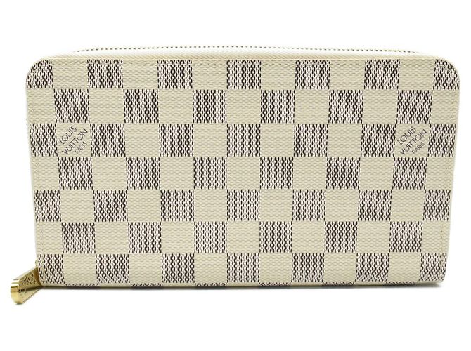 Louis Vuitton Damier Azur Leather Zippy Organizer Wallet White