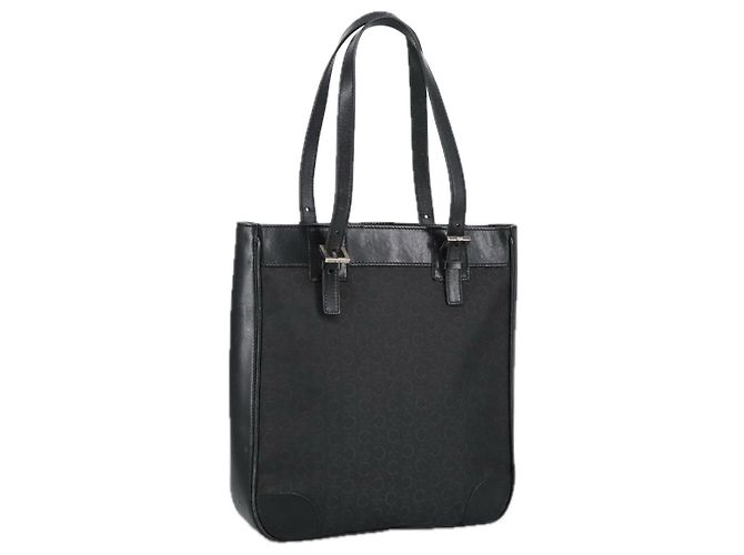 Céline Borsa a spalla in tela Macadam C di CELINE nera Auth 101150 Nero