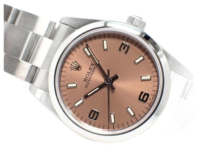 ROLEX Oyster PERPETUAL pink3 6 9 67480 T series Mens Silvery Steel  ref.1869848