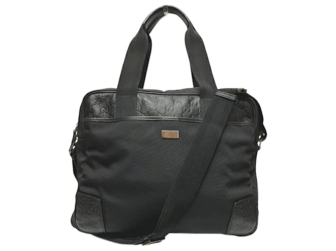 Gucci Guccissima 2-Way Shoulder Bag Black Leather Nylon  ref.1869949