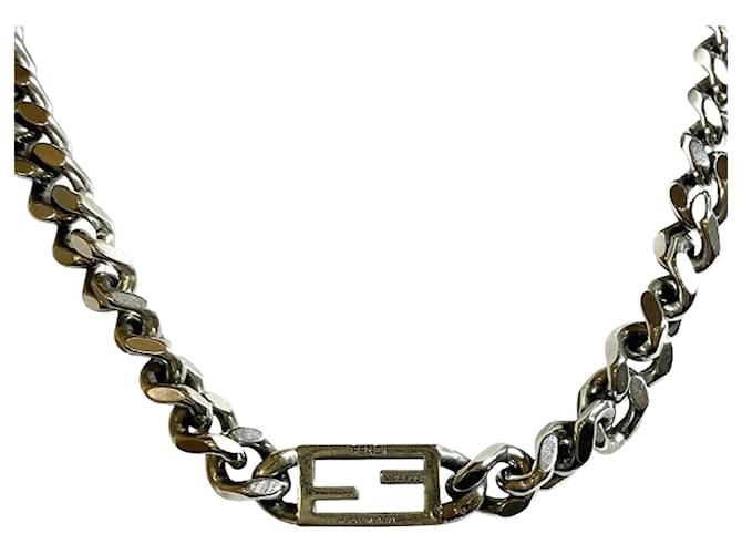 Fendi Baguette Necklace Silvery Joli Closet