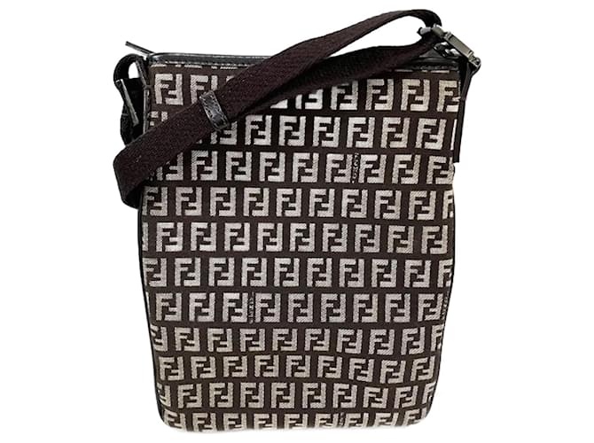 Fendi Zucchino Shoulder Bag Brown Cloth  ref.1870531
