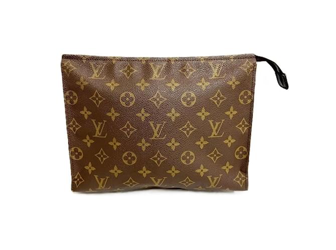 Bolsa Clutch Poche Toilette 26 Monograma Louis Vuitton Marrom  ref.1871155