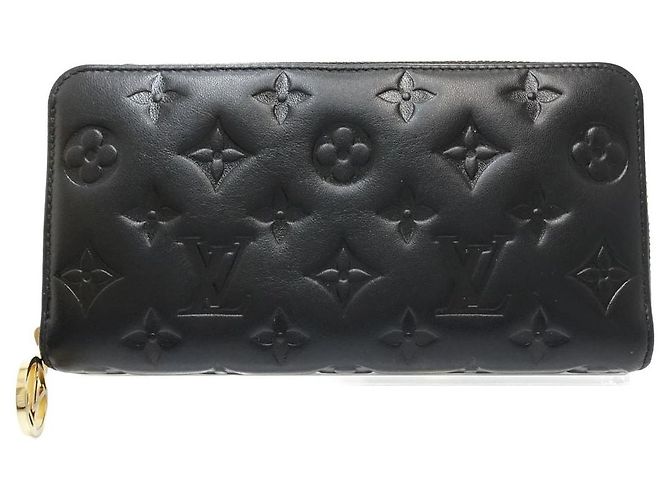 Louis Vuitton Leather Zippy Wallet M81510 Black
