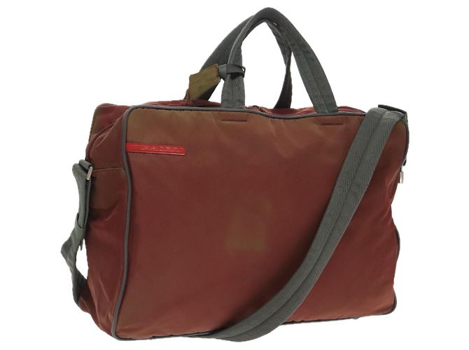 PRADA Bolsa Deportiva Boston de Nylon Roja Auth bs20074